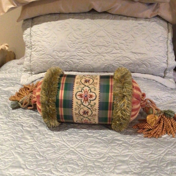 Decorative Bolster Pillow with Fringe and Tassels - Picture 7 of 7